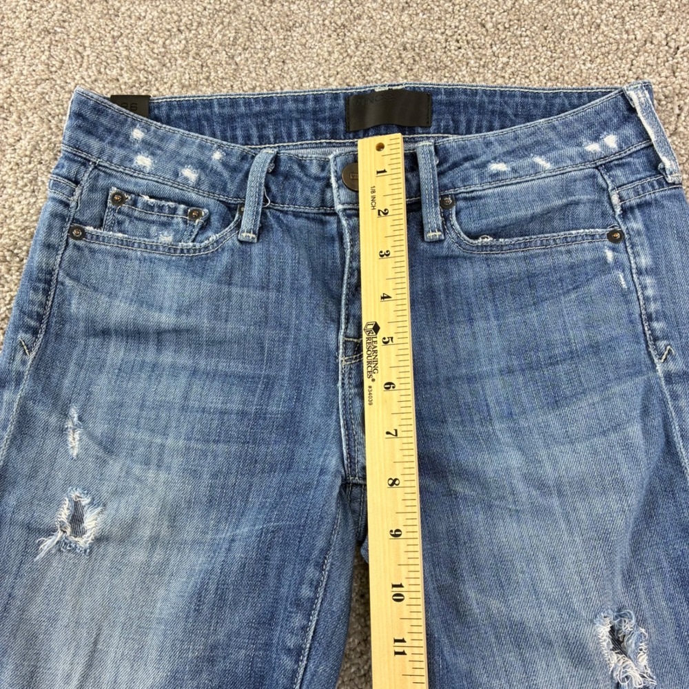 Vince Denim Bermuda Shorts Women 26 Blue Distressed Raw Hem Mid Rise Jean Cutoff - Picture 6 of 10
